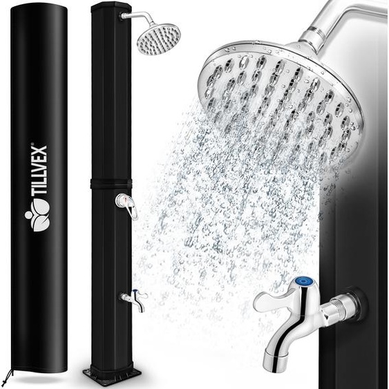 tillvex Douche solaire 35L noire avec housse de protection Douche de jardin Douche de piscine Camping Piscine Solaire Douche extérieure Douche de pluie