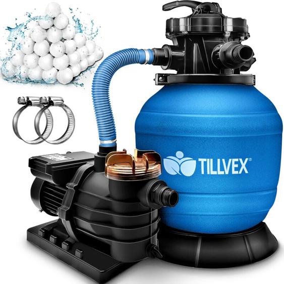 Système de Filtre à Sable 10 m³/h Bleu – 5 Fonctions de Filtration Filtre de Piscine avec indicateur de pression Filtre à sable pour les bassins