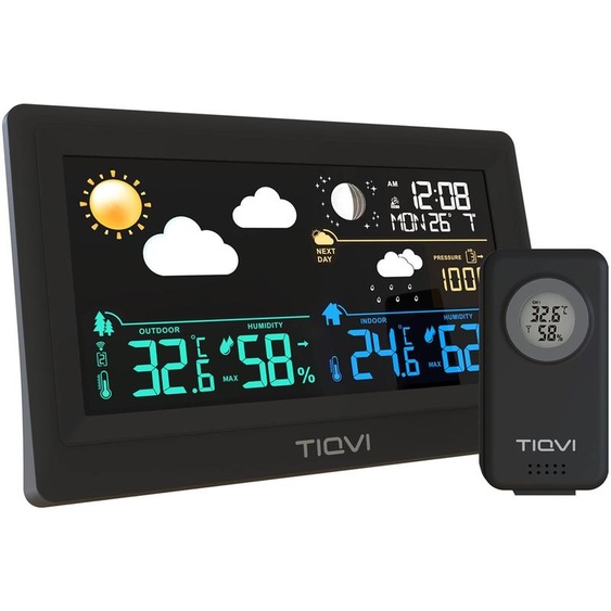 Tiqvi Station Météo Écran Couleur Capteur Extérieur Sans Fil