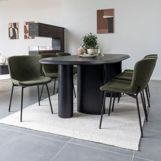 Tirano - Table à manger ovale en bois 220x100cm - Couleur - Noir