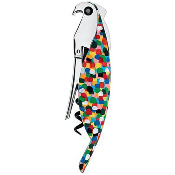 Tire-bouchon sommelier multicolore en aluminium Perruche Alessi