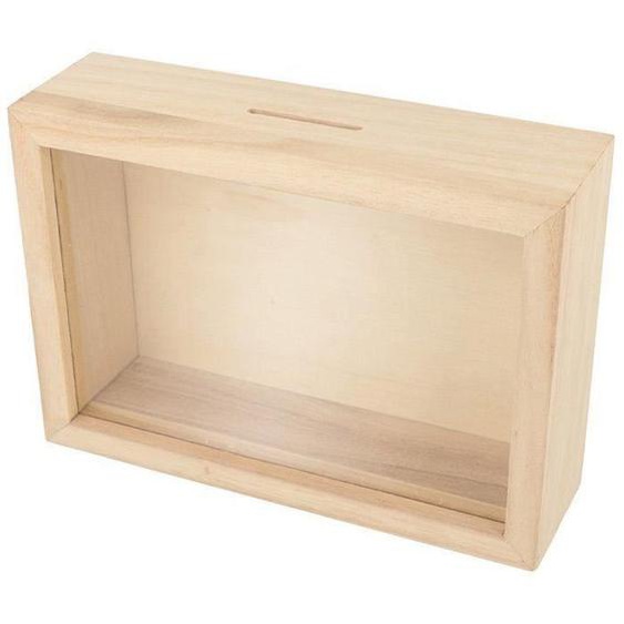 Tirelire - ARTEMIO - Cadre en bois - 12 x 17 cm - Décorable