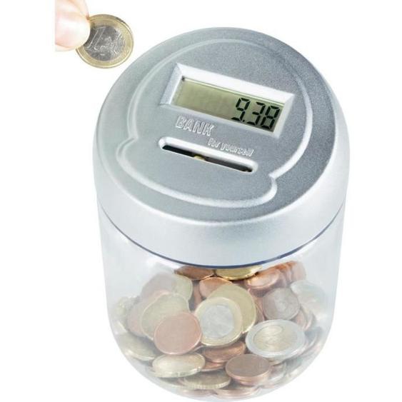 Tirelire - Compteur Numérique - Plastique - Blanc - Cylindrique