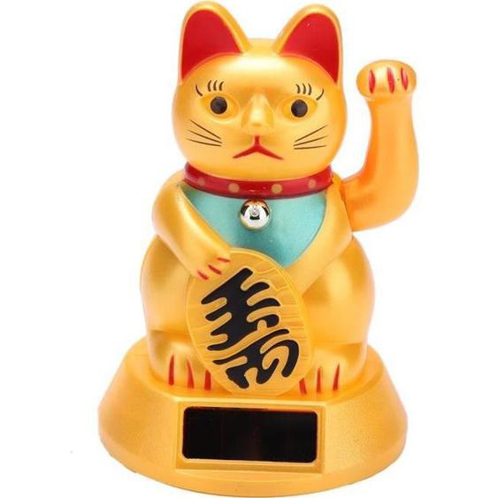 Tirelire Doré Chat Porte Bonheur solaire Maneki Neko Objet de décoration - BIG