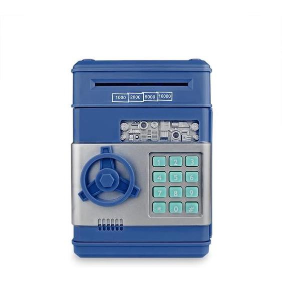 Tirelire électronique - Enfants - Bleu - 13.1x13.8x19.3cm - Matériaux de haute qualité - Coffre-fort sécurisé
