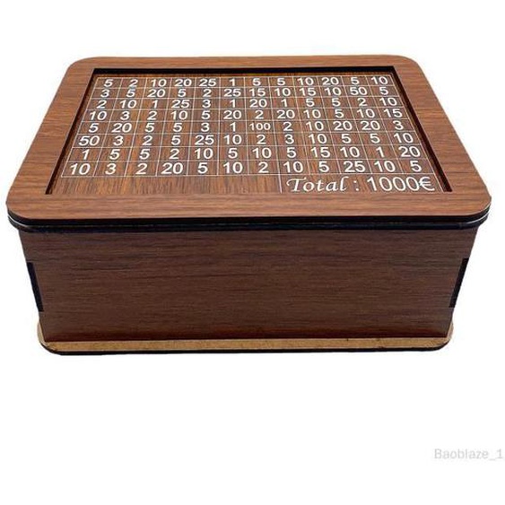 Tirelire en bois - Artisanat - 17cm x 12.5cm x 7cm - Compteur intégré - Décoration classique