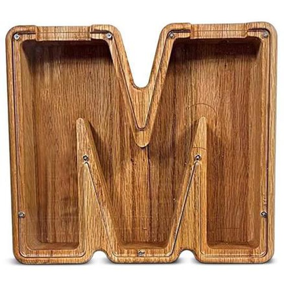 Tirelire en bois pour garçons et filles Pimpimsky, tirelire décorative moderne en forme de cadre de tirelire lettre - lettre M