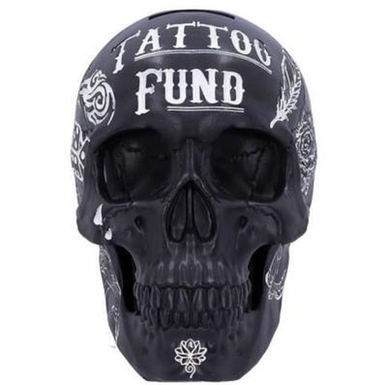 Tirelire Noir et blanc Tribal Tattoo Fund Skull/Crâne noir