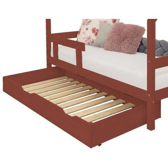 Tiroir de lit - BENLEMI - 90 x 180 - Rouge brique - Bois massif - Lit dappoint