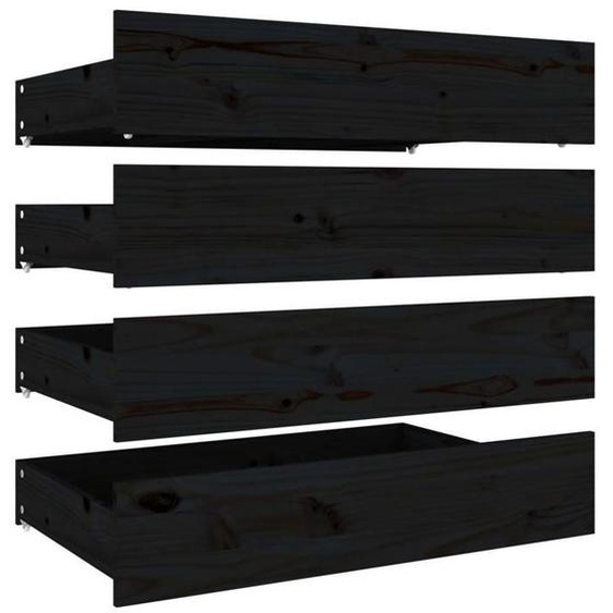 Tiroir de lit rangement avec roulettes lot de 4 bois de pin noir