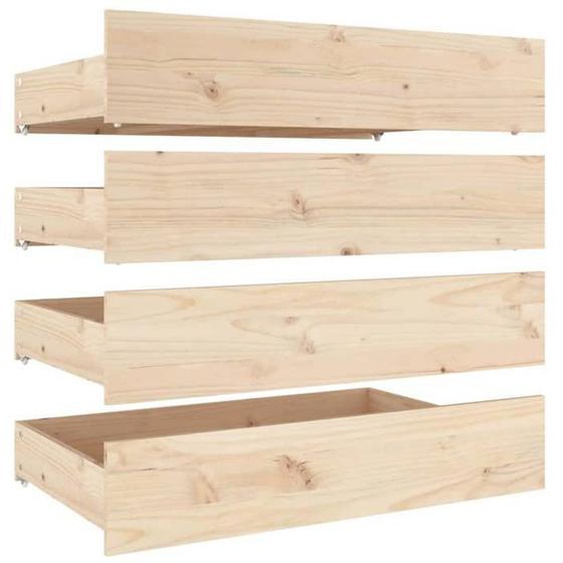 Tiroir de lit rangement avec roulettes lot de 4 bois de pin