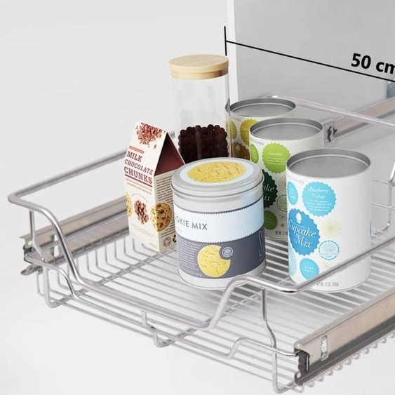 Tiroir encastré Tiroir à paniers 2 pièces Argenté 500 mm , Etagères de cuisine Design 2024