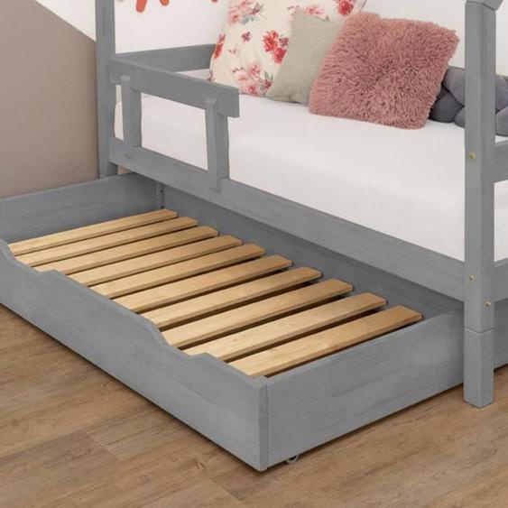 Tiroir rangement - Benlemi - BUDDY - à roulettes - gris - pour lit 120 x 200 cm