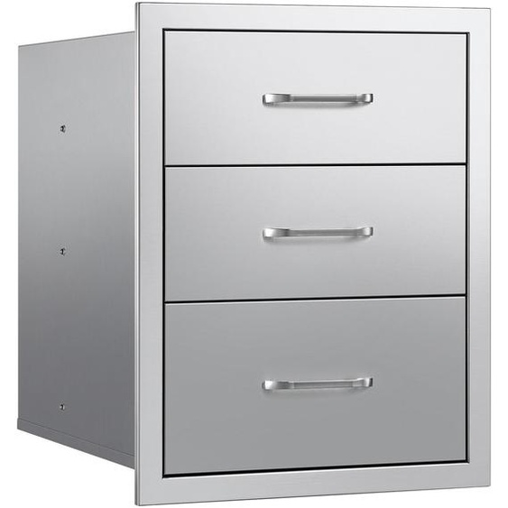 Tiroirs de cuisine dextérieur 46 cm (L) x 59 cm (P) x 59 cm (H), tiroirs de barbecue en acier inoxydable à triple accès avec poignées, tiroir pour îlot de barbecue destiné aux cuisines dextérieur ou aux stations de barbecue dextérieur