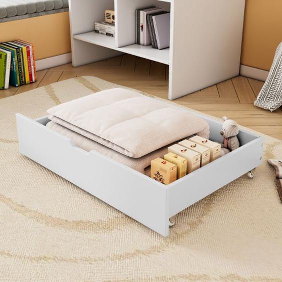 Tiroirs pour meuble à case,espace de rangement sous le lit,roulettes au bas,matériau MDF,blanc,93x66.5x20cm(2 pièces)-KoDise