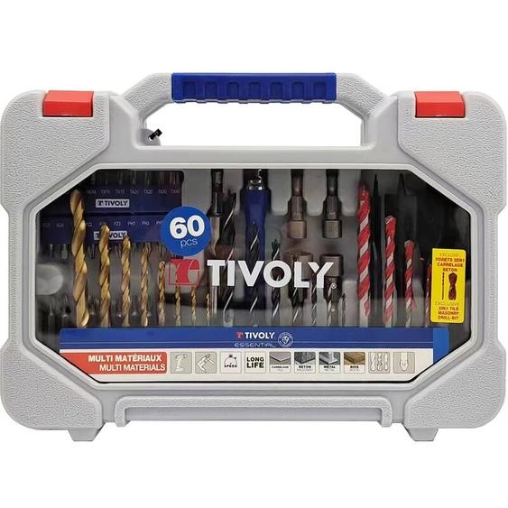 Tivoly - Mallette 60pcs T60 Perçage Métal, Bois, Béton, Carrelage et Vissage