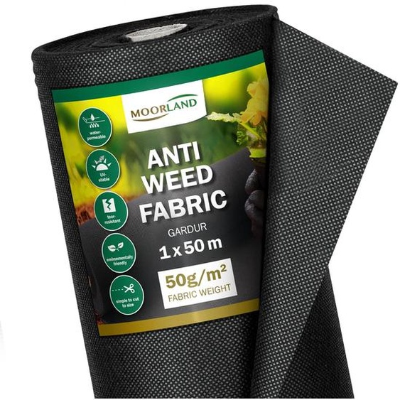 Toile anti-mauvaises herbes Moorland pour jardin 50 m² Toile de jardin Gardur, noir