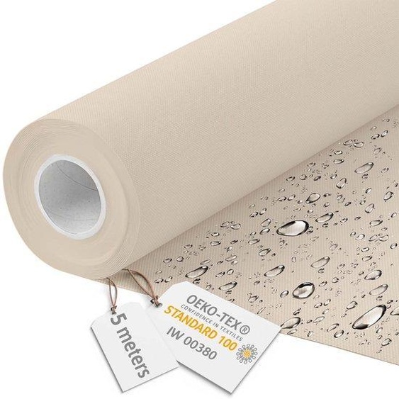 Toile imperméable de 160 cm de large - Tissu imperméable 220 g/m² 600D - Toile imperméable 5 mètres, couleur crème