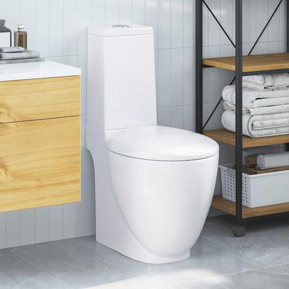 Toilette en céramique Ronde Écoulement deau au fond Blanc