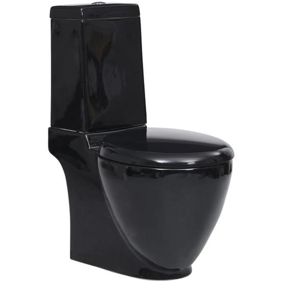 Toilette en céramique ronde écoulement deau au fond noir