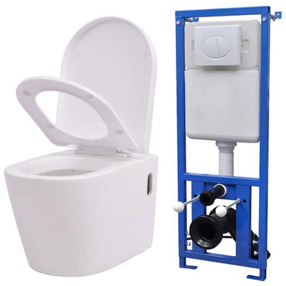 Toilette murale avec réservoir caché Céramique Blanc