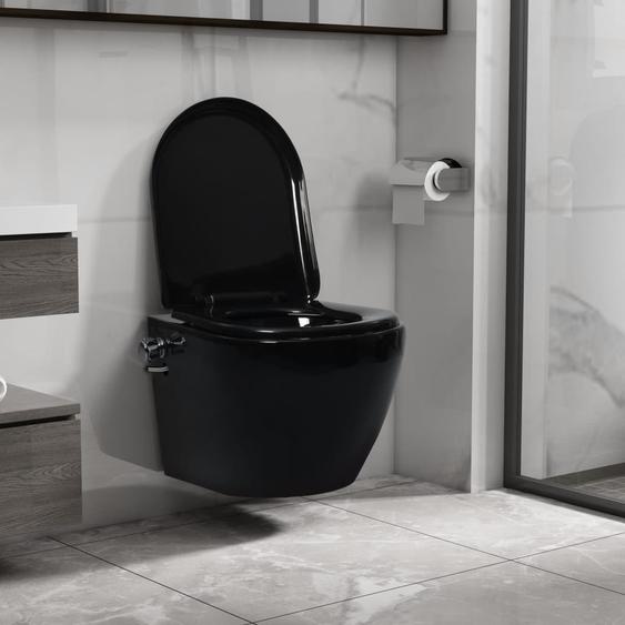 Toilette murale sans bord à fonction de bidet Céramique Noir