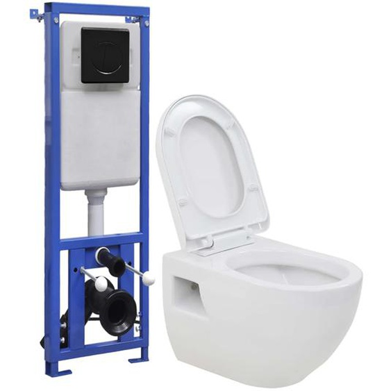 Toilette suspendue au mur avec réservoir haut caché Céramique