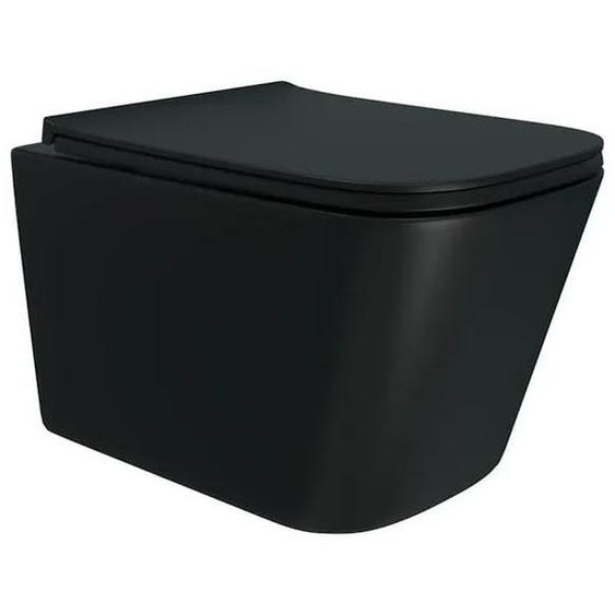 Toilettes suspendues sans raccordement au sol, finition noire mate, technologie FlashClean, 49 cm