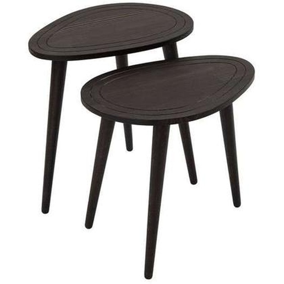 Toilinux - Lot de 2 tables dappoint Théodore en bois massif - Gris foncé