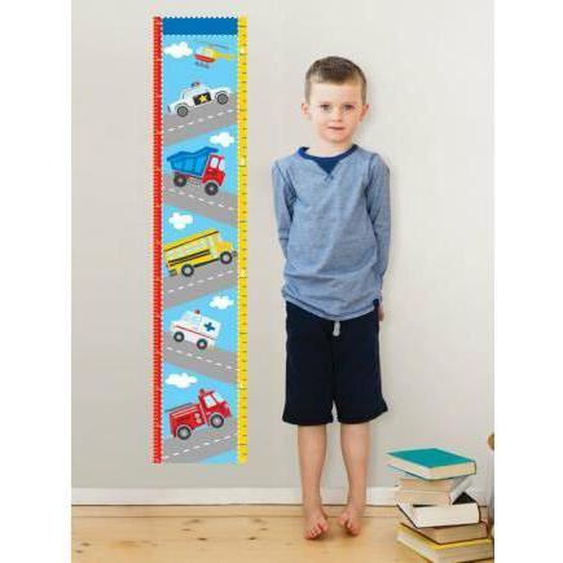 Toise murale pour enfant - Wall Pops - Transport - Bleu