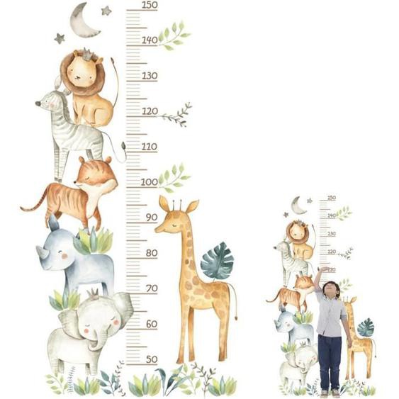 Toise pour enfants - Autocollant mural animaux de forêt - Décoration de chambre denfant