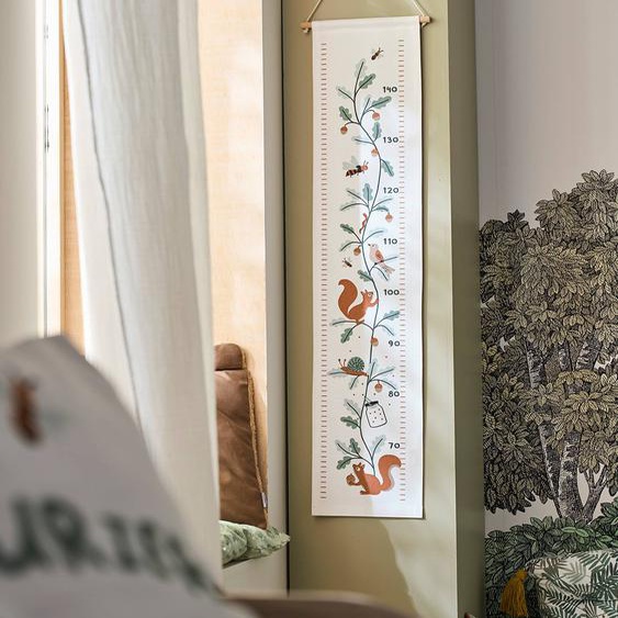 Toise textile écureuil MA CABANE blanc / vert