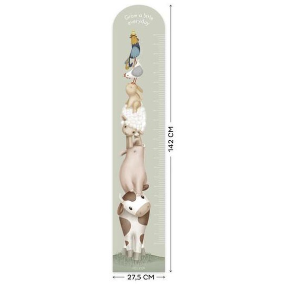 Toise vintage Little Farm - LITTLE DUTCH - Autocollante - Coloris pastel - 142 x 27,50 cm