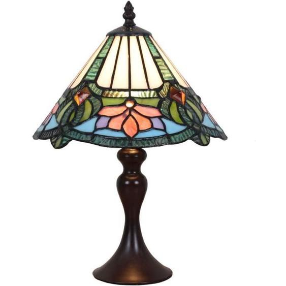 Tokira Lampe de Table Tiffany Bleu Blanc 10 Pouces, Retro Vitrail Abat-jour, Lampe Pour le Salon Chambre Style Simple, Ampoul