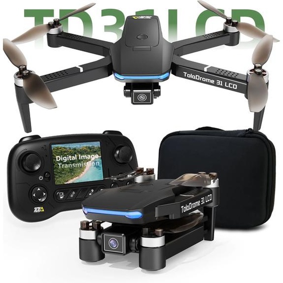 Toladrone TD31LCD Drone RC quadrirotor avec écran LCD 320*240 flux optique UAV sans brosse pour adulte débutant Transmission dimage numérique CO
