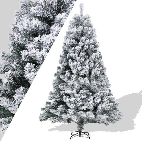 TolleTour 150cm Arbre de Noël artificiel Sapin blanc Flocons de neige pour décoration de Noël