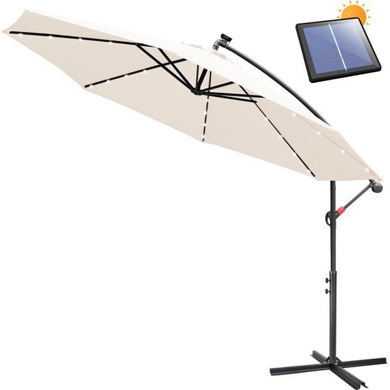 TolleTour Parasol avec éclairage LED Ø350cm Parasol ampli 360° pivotant Parasol de jardin Pavillon Beige