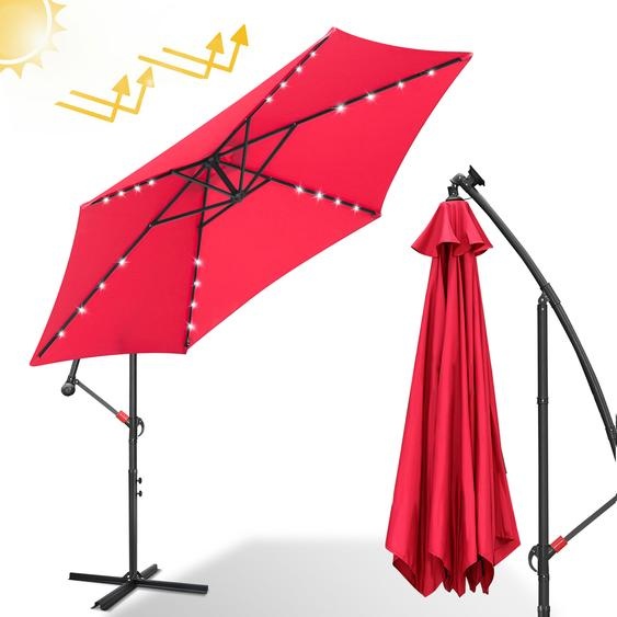 TolleTour Parasol Parapluie 350 cm avec LED, protection UV, manivelle -Rouge