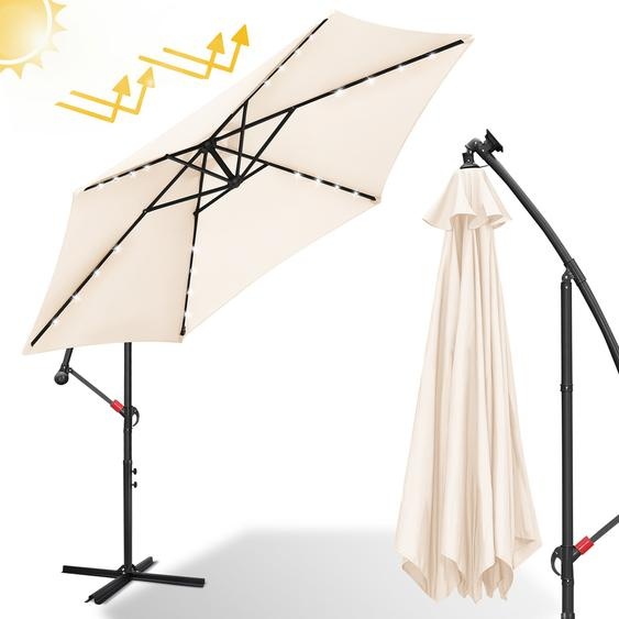 TolleTour Parasol Parapluie de jardin Parapluie Pavillon avec éclairage LED 350cm - Beige