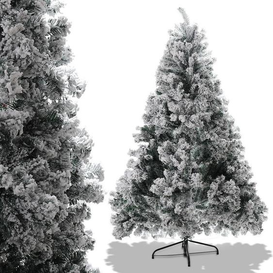 TolleTour Sapin de Noël artificiel 150cm avec neige, 550 aiguilles en PVC & support en métal, sapin de Noël, système de pliage à montage rapide