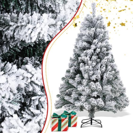 TolleTour Sapin de Noël artificiel 150cm (Ø env. 95 cm) avec 550 pointes et système de pliage à montage rapide, difficilement inflammable, avec neige