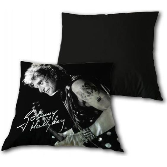 TOM coussin Johnny Hallyday 40 x 40 cm noir / blanc