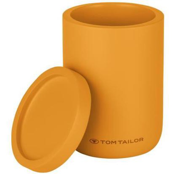TOM TAILOR x WENKO Boîte de Rangement Salle de Bain | Boîte avec couvercle | Boîte à coton, coton-tige, bijoux | Ø7,7x11 cm | Jaune
