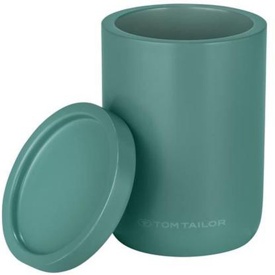 TOM TAILOR x WENKO Boîte de Rangement Salle de Bain | Boîte avec couvercle | Boîte à coton, coton-tige, bijoux | Ø7,7x11 cm | Vert