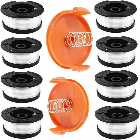 Accessoire pour coupe-bordure,SR Bobine Fil Coupe Bordure pour Black et Decker Coupe-Bordures, 8 Bobine de Fil Debroussailleuse avec 2 Couvercle de