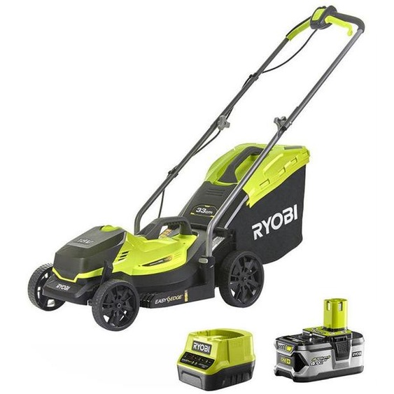 Tondeuse 18V RYOBI RLM18X33B40 - Ø coupe 33 cm - ramassage et mulching - 1 bat Li-Ion 4,0 Ah + chargeur rapide