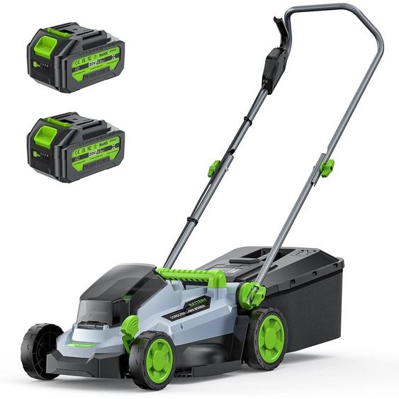 Tondeuse à batterie - 40 V - Lame de 33 cm - Moteur sans balais - 2 batteries de 4,0 Ah avec chargeur - Bac de ramassage de 30 litres - Réglage de la hauteur de coupe sur 5 positions