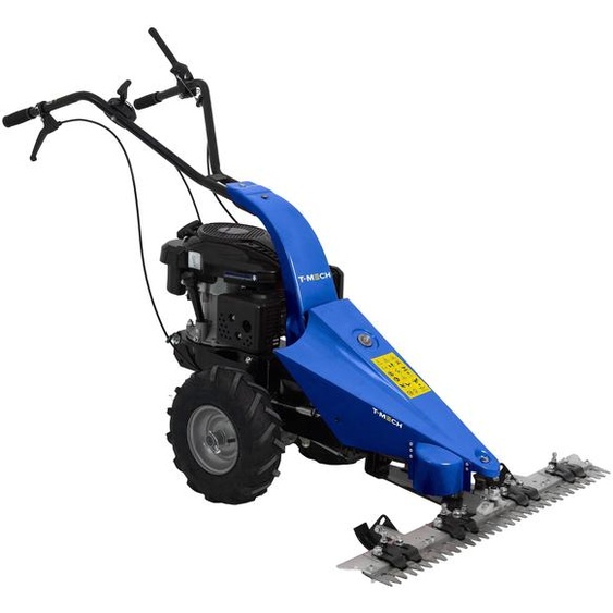 Tondeuse à essence à barre de coupe 3 CV, largeur de coupe 870 mm, hauteur de coupe réglable, tondeuse de jardin, lames trempées, moteur 4 temps 159 cm³ 3 kW, démarrage à lanceur, réservoir de carburant de 1,2 L, roues, housse de protection contre la