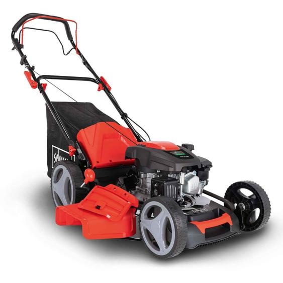 Tondeuse à essence Scheppach MS173-51 - Largeur de coupe 51 cm | Entraînement par roues | Fonction mulching | Bac de ramassage 65 litres | Réglage centralisé de la hauteur de coupe
