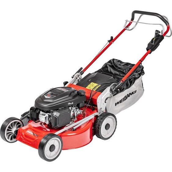 Tondeuse à essence Weibang 49 cm Loncin 3-en-1 avec traction WB506SC 3IN1, bac de ramassage de 60 L